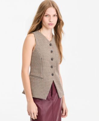 Women's Vivienne Check Longline V-Neck Vest