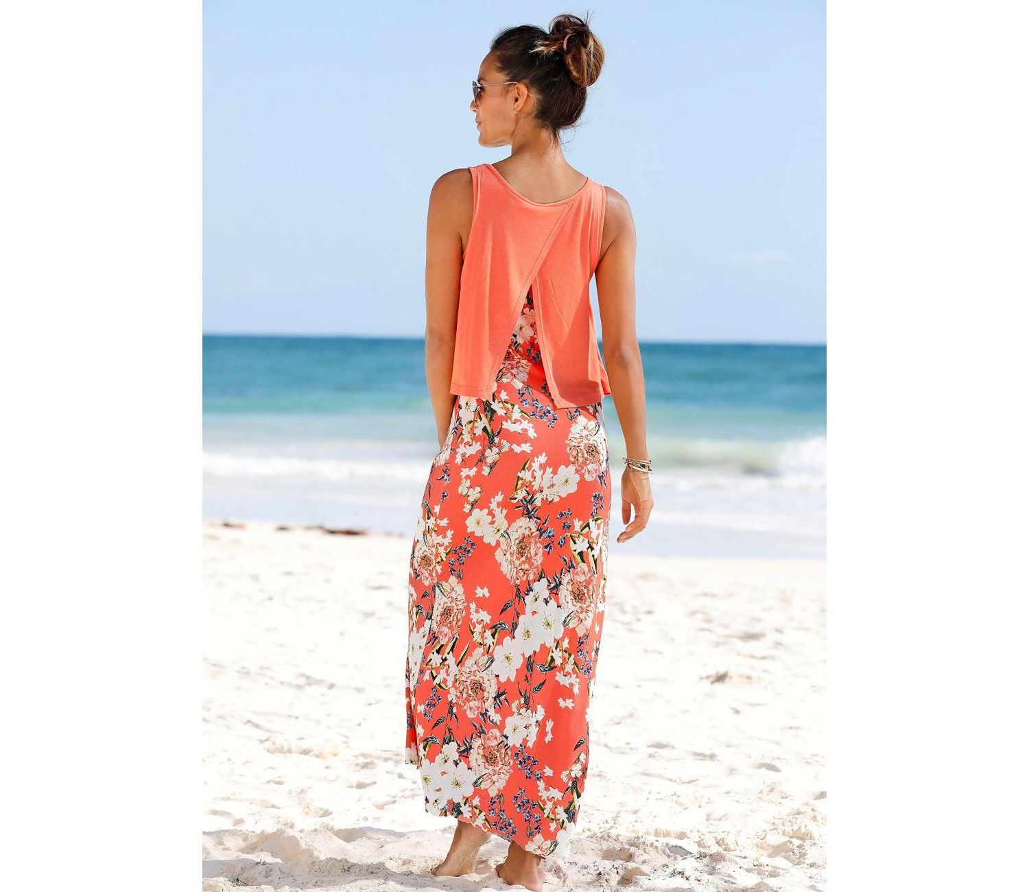 Women's Viscose Printed Layered Look Everyday Comfort Maxi Dress