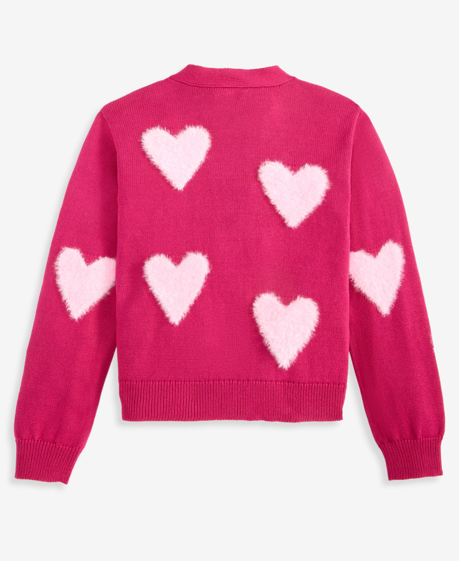 Girls' 5-20 Textured Heart Long-Sleeve Cardigan