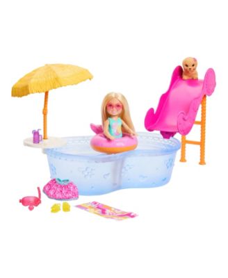 Chelsea Summer Vacation Pool Party Waterslide Small Doll Playset with Chelsea Doll & Accessories