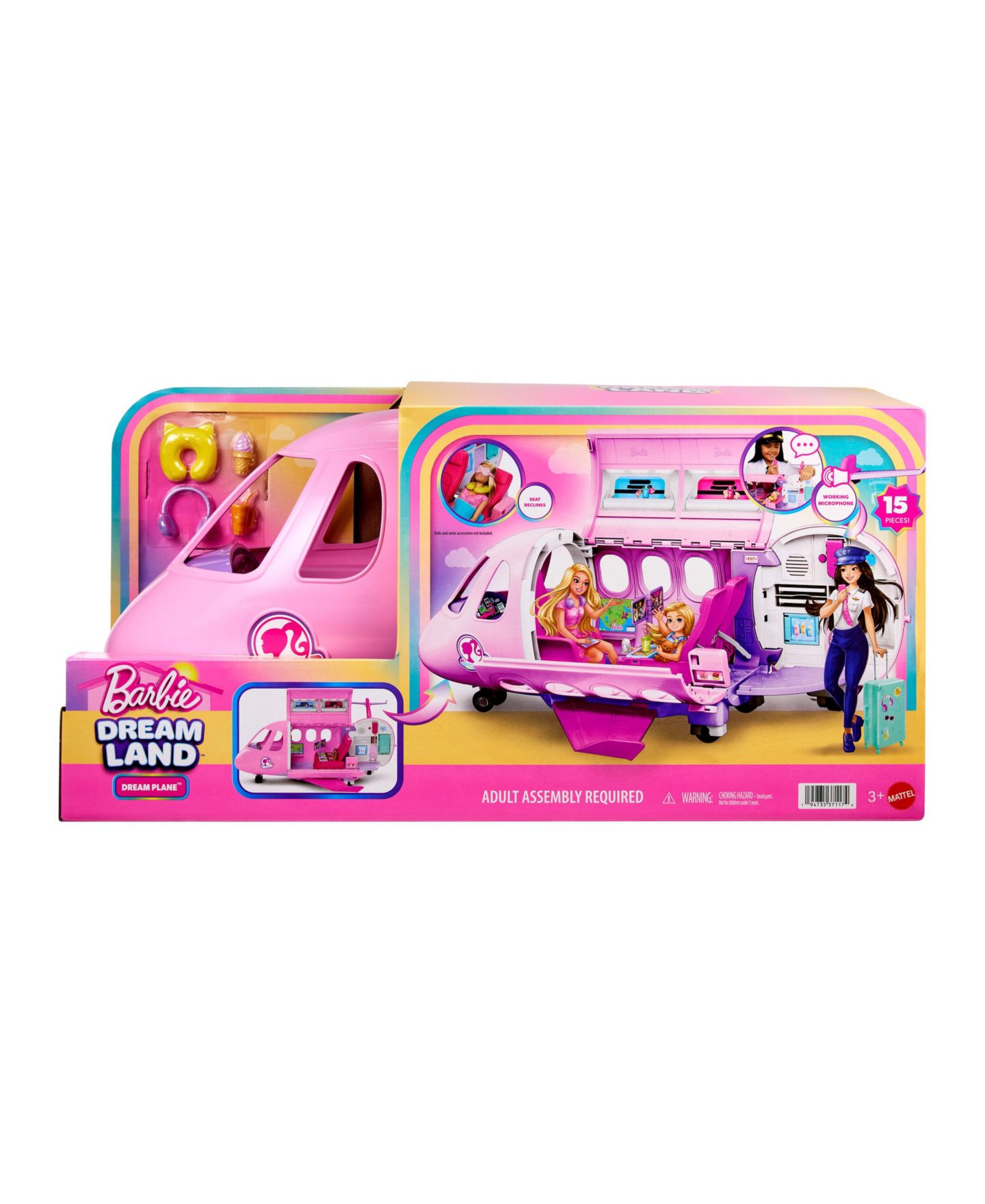 Детский игровой набор Barbie Dream Plane 15-Piece Airplane Playset with Working Microphone — фото 3