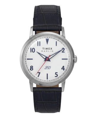 Unisex Quartz Analog Blue Leather Watch 34mm