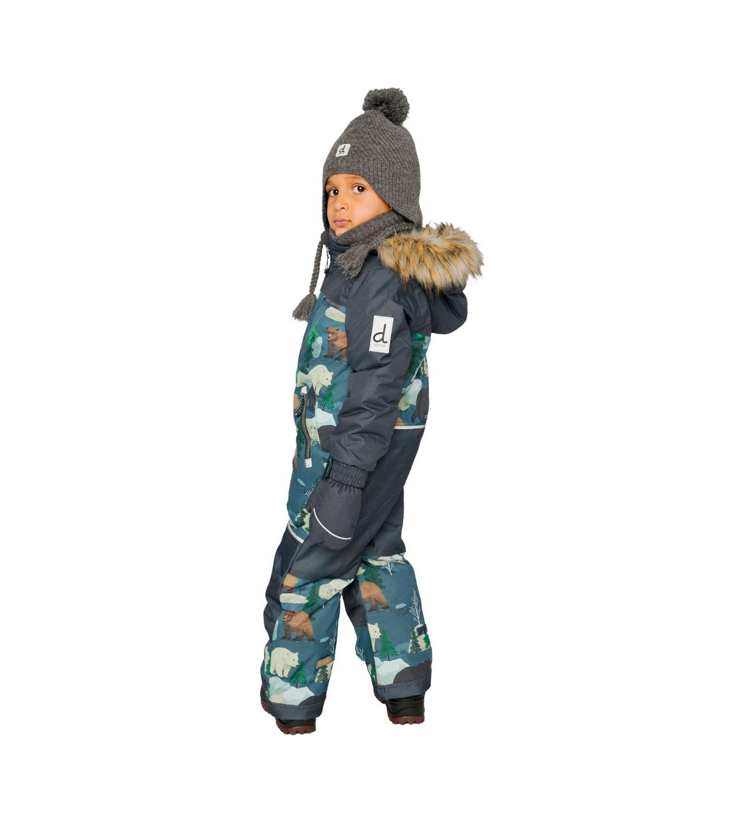 Little and Big Boy ( 6 TO 8 ) One Piece Discover Snowsuit Bear Print
