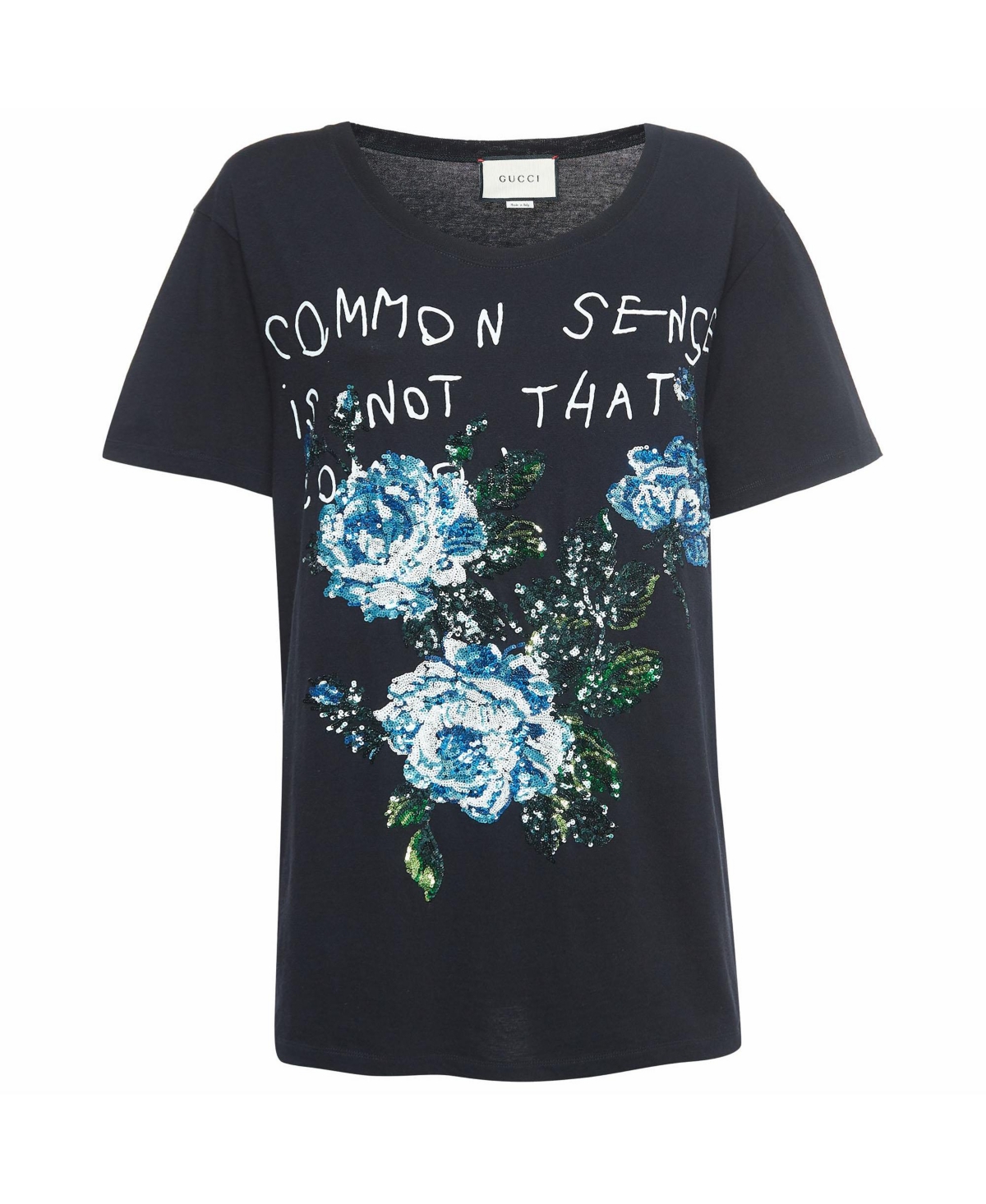 Pre-Owned Gucci Women's Sequined Floral Common Sense Graphic T-Shirt