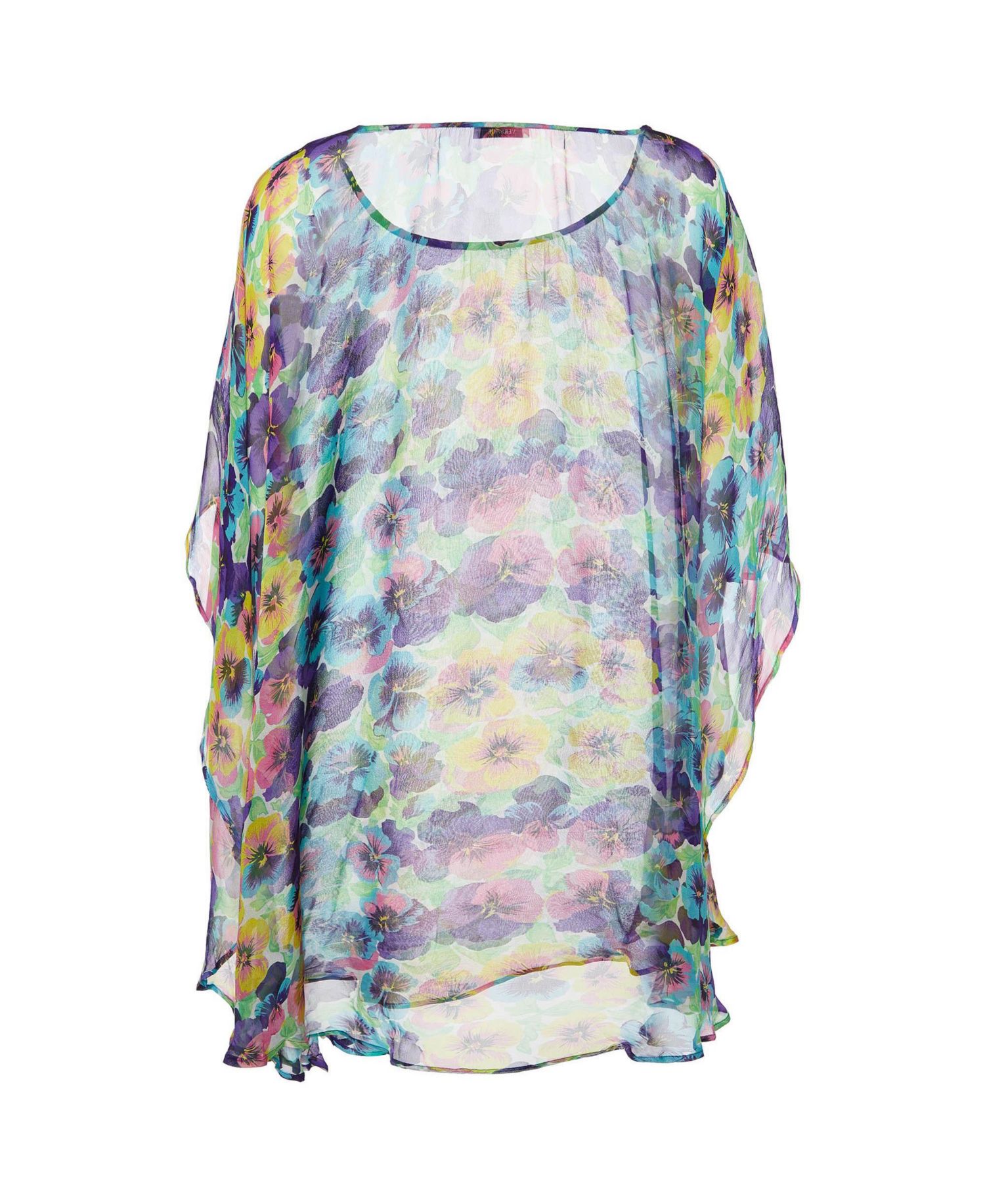 Versace Women's Floral-Print Scoop Neck Silk Kaftan Blouse