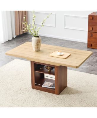 Extendable Dining Table with Storage, 59" to 71" MDF Wood Table Seats 4-8