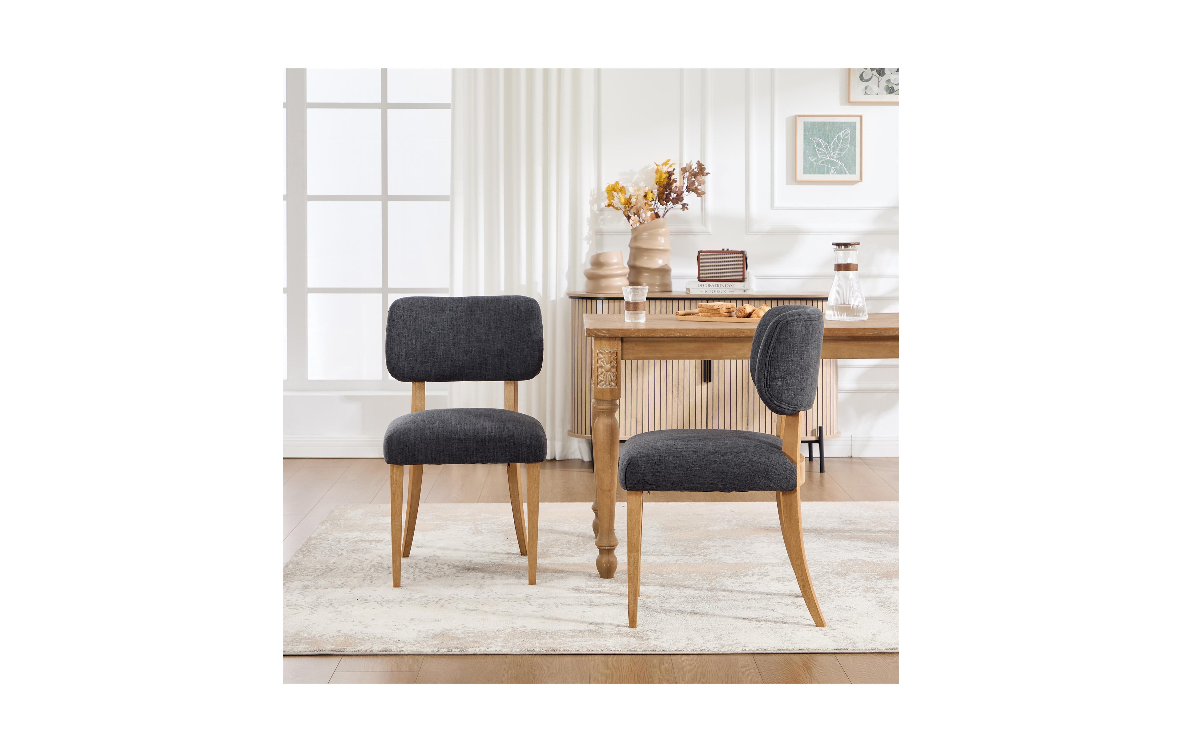 Clihome 2 Pieces Modern Rubber Wood Soft Padded Kitchen Chairs, Comfortable Side Chair Dining Chairs