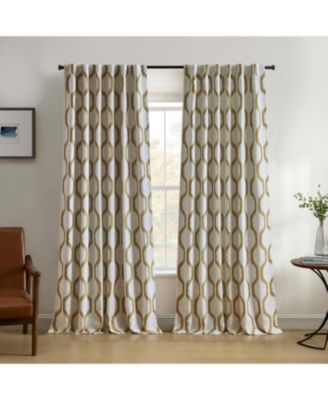 Renzo Ikat Geometric Linen Room Darkening Rod Pocket/Back Tab Curtain