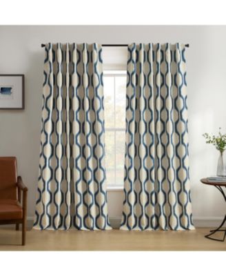 Renzo Ikat Geometric Linen Room Darkening Rod Pocket/Back Tab Curtain