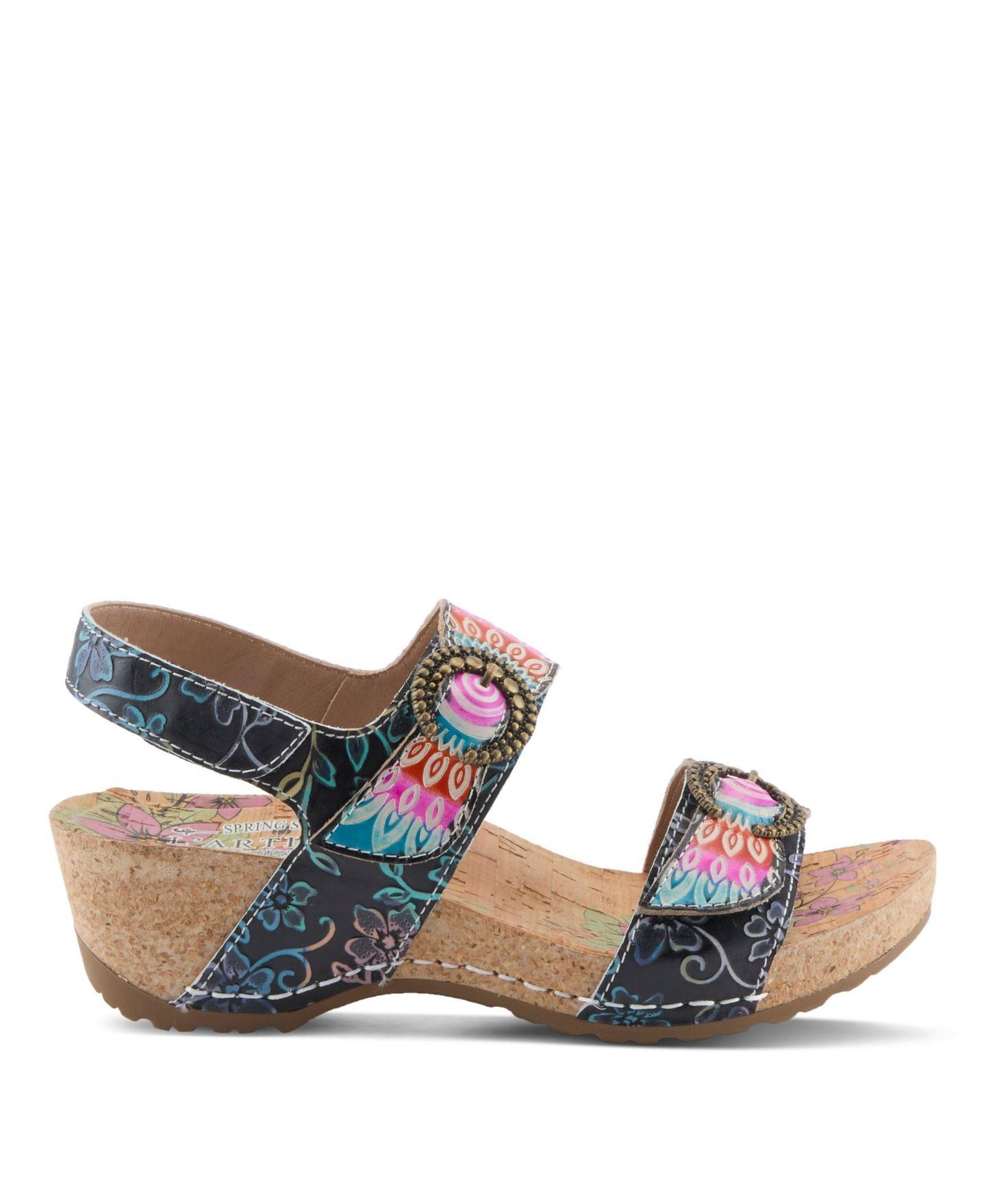Женские сандалии L'Artiste Colomecool Wedge Sandals with Cork Sole, цвет: Чёрный разноцветный — фото 5
