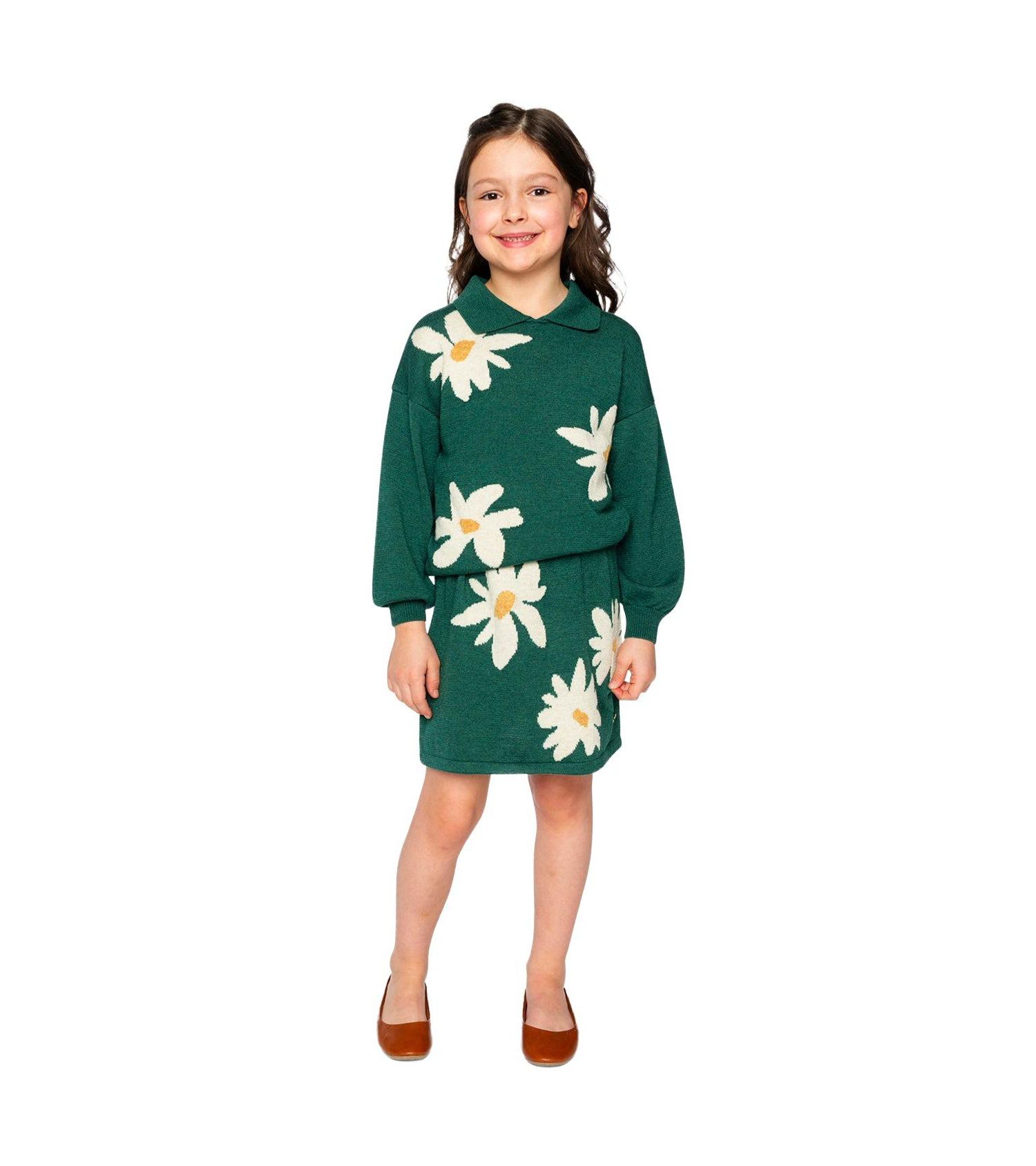 Little and Big Girl (size 6 to 12 ) Knitted Skirt Jasper Printed