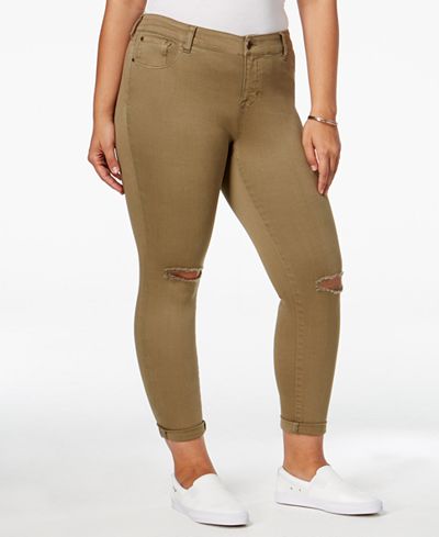 Celebrity Pink Trendy Plus Size Destructed Girlfriend Skinny Ankle Jeans