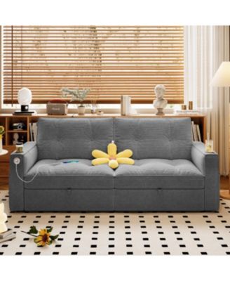 Modern 2-in-1 Convertible Sofa Bed Corduroy Sleeper Sofa with Memory Foam