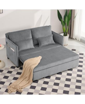 55 Inch 3-in-1 Convertible Sleeper Sofa, Pull-Out Couch Bed with USB Port and Side Pocket