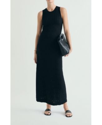 Women's Openwork-Knit Sleeveless Crew-Neck Maxi Dress