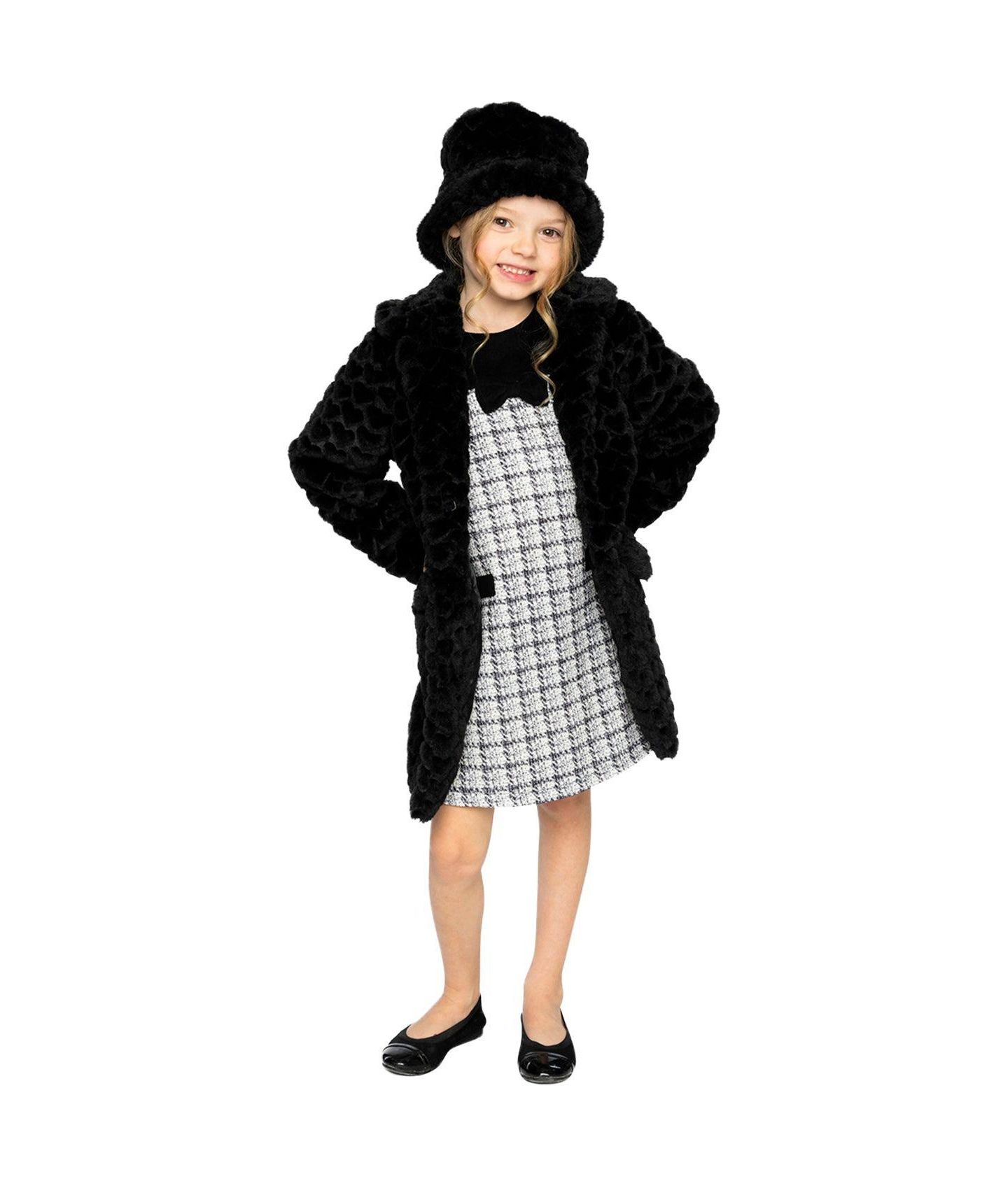 Куртка Deux par Deux (2-3 4-5) Faux Fur Long Coat для девочек-малышей, цвет: Чёрный — фото 3