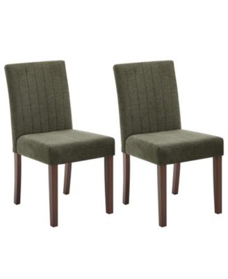 Upholstered Dining Chairs Set of 2, Button Tufted Parsons Chairs with Wood Legs and Padded Seat, Modern Fabric Chairs