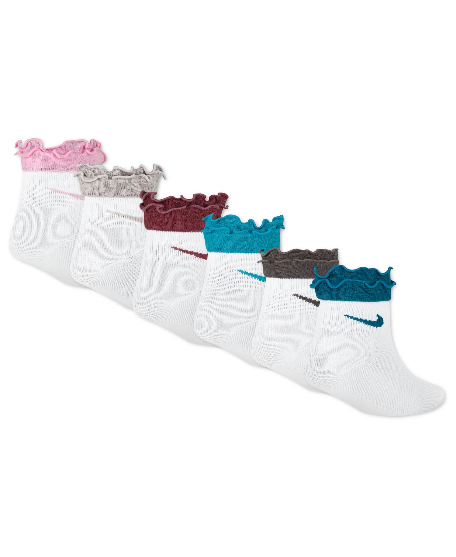 Girls' 4-7 Ruffle Detail Ankle Socks, 6-Pack
