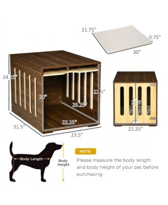 Furniture Style Dog Crate End Table with Cushioned Bed and Safety Lock