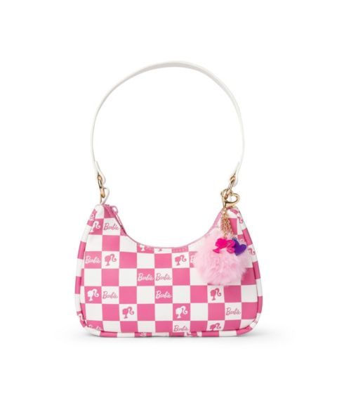 Детская сумка Barbie and Baby Checkered Kids Hobo Handbag, цвет: Розовый / Белый