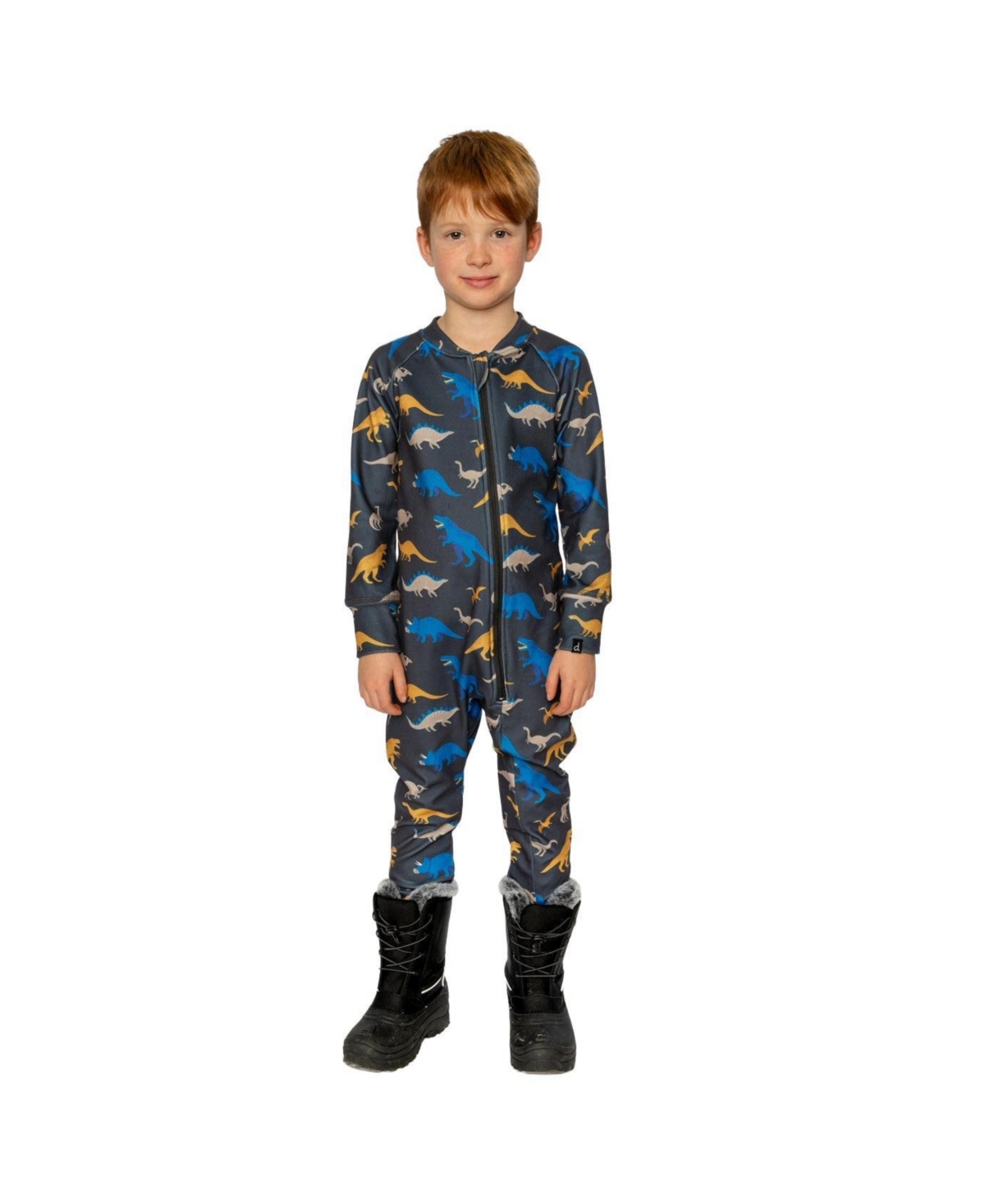 Deux par Deux Toddler Boy ( 2 to 5 ) One Piece Thermal Underwear Dinosaur Print