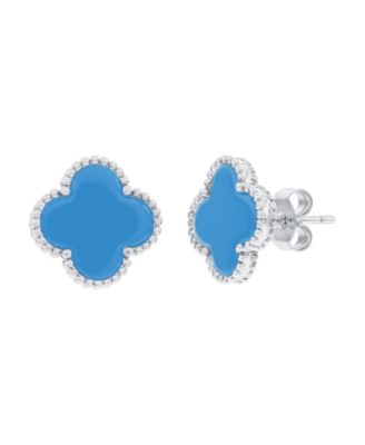 Simulated Turquoise Clover, Beaded Outline Studs