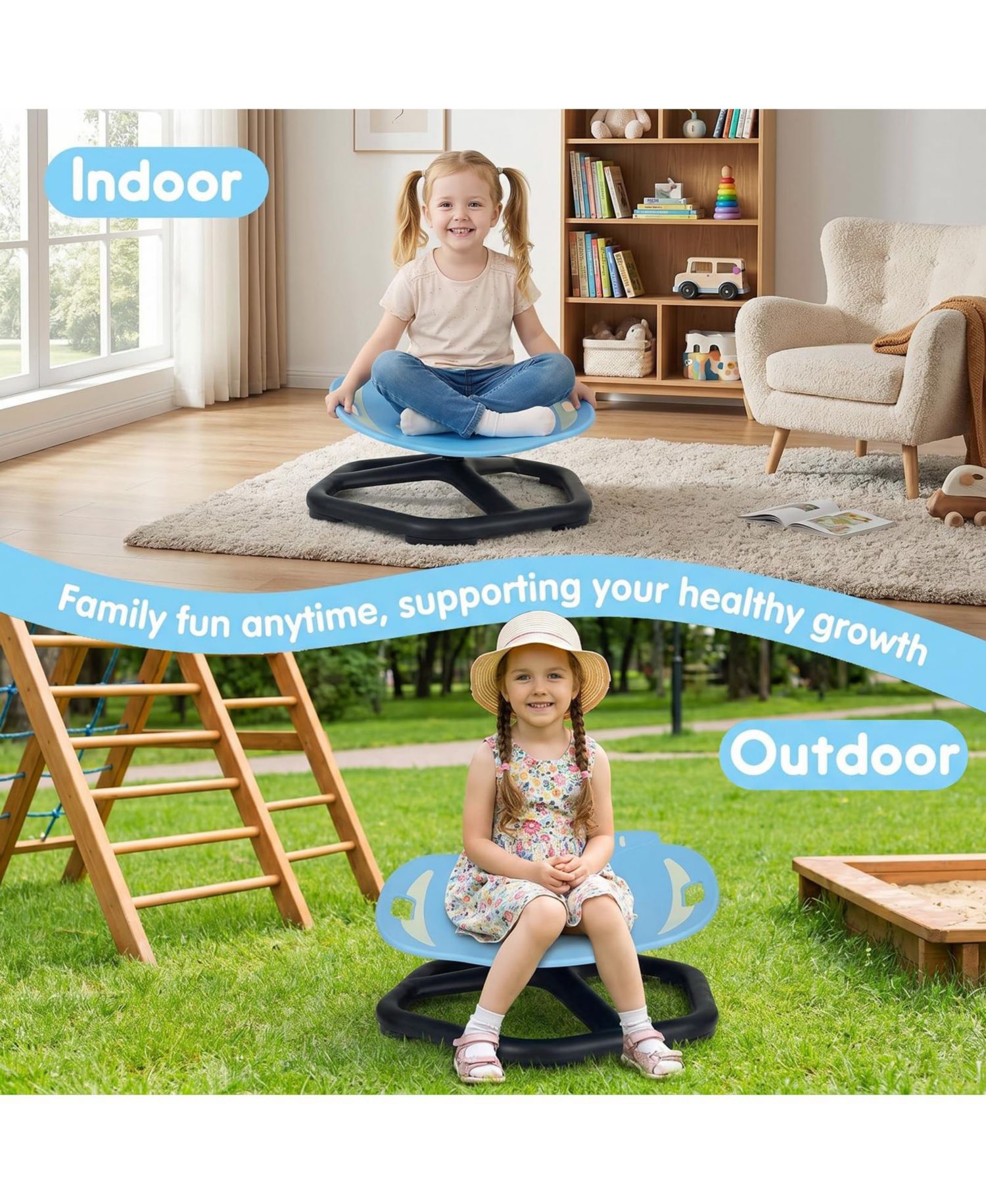 Spinning Sensory Chair, Glow-in-the-Dark Elephant Swivel Seat for ADHD/Autism, Non-Slip, Training Coordination