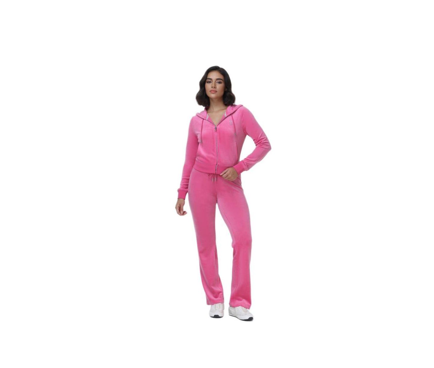 Женское худи Juicy Couture Luxe Velour Juicy With Double Bling, цвет: Нежно-розовый — фото 4