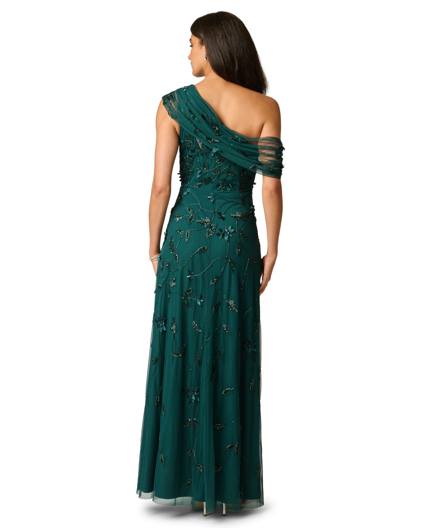 Women's One-Shoulder Beaded Gown