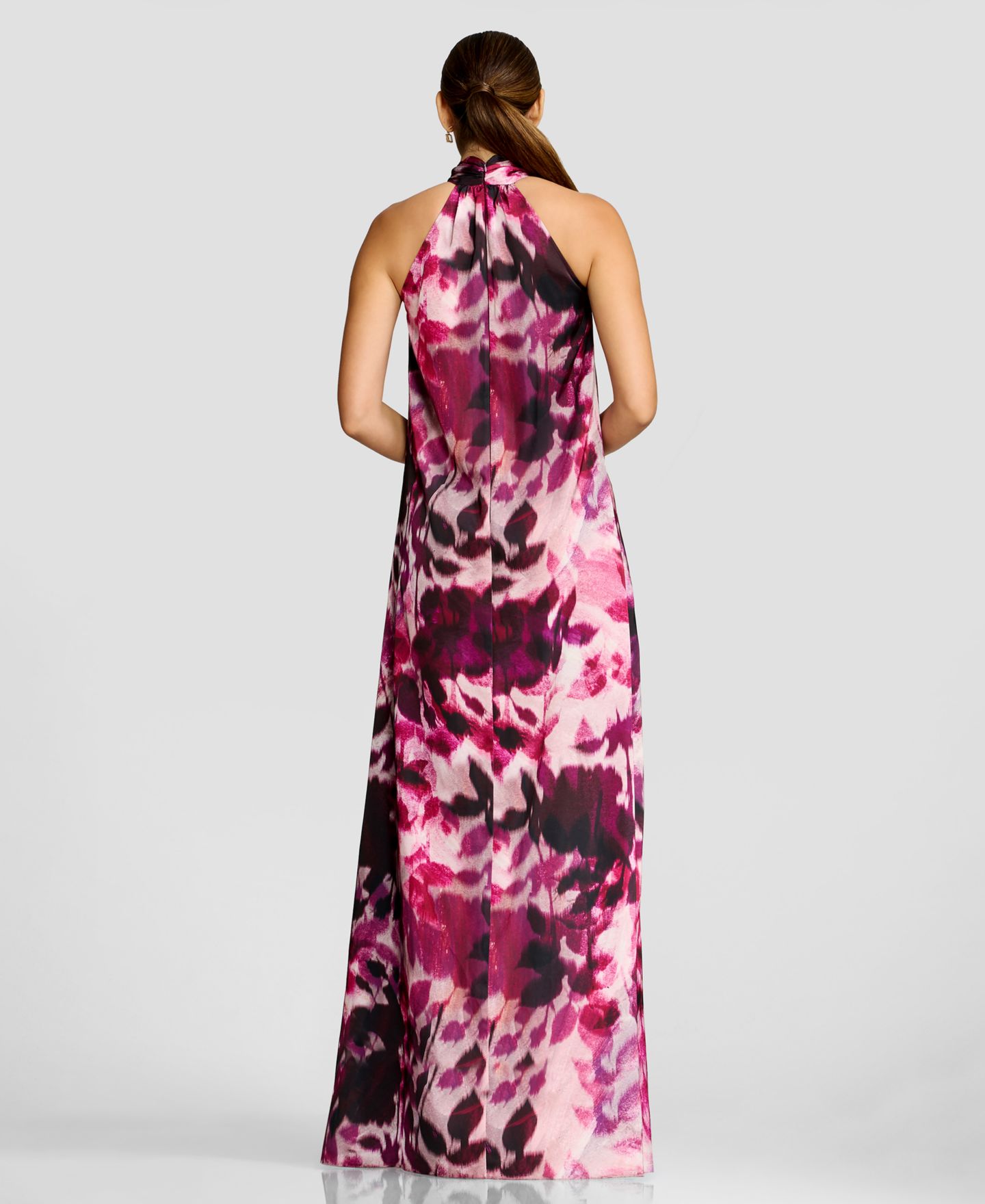Женское платье Dress the Population Floral-Print Gathered Halter Neck W Built Up Back Column Shift Maxi, цвет: Пурпурный разноцветный — фото 7