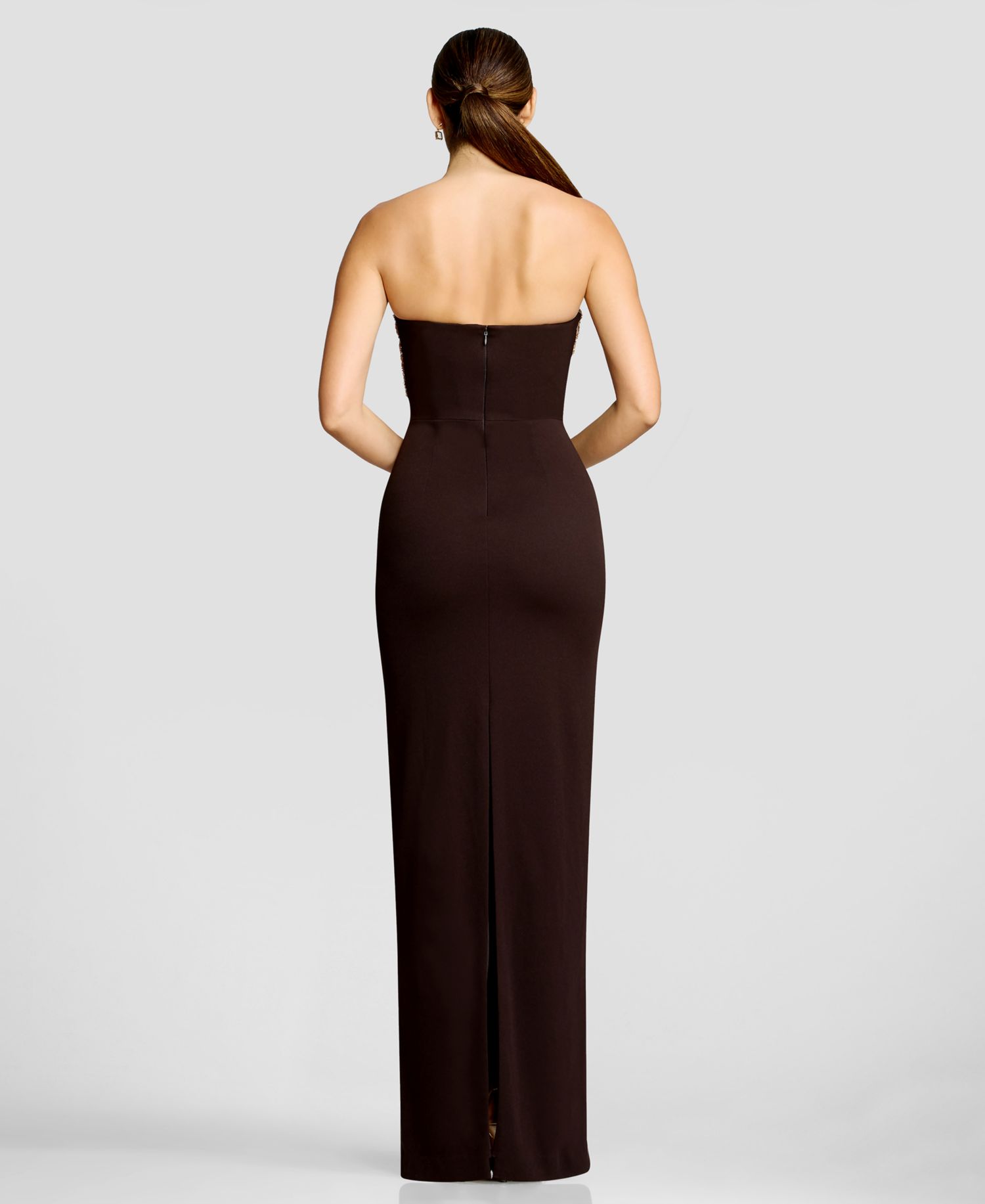 Women's Strapless Rosette-Knot-Draped-Overlay Dress