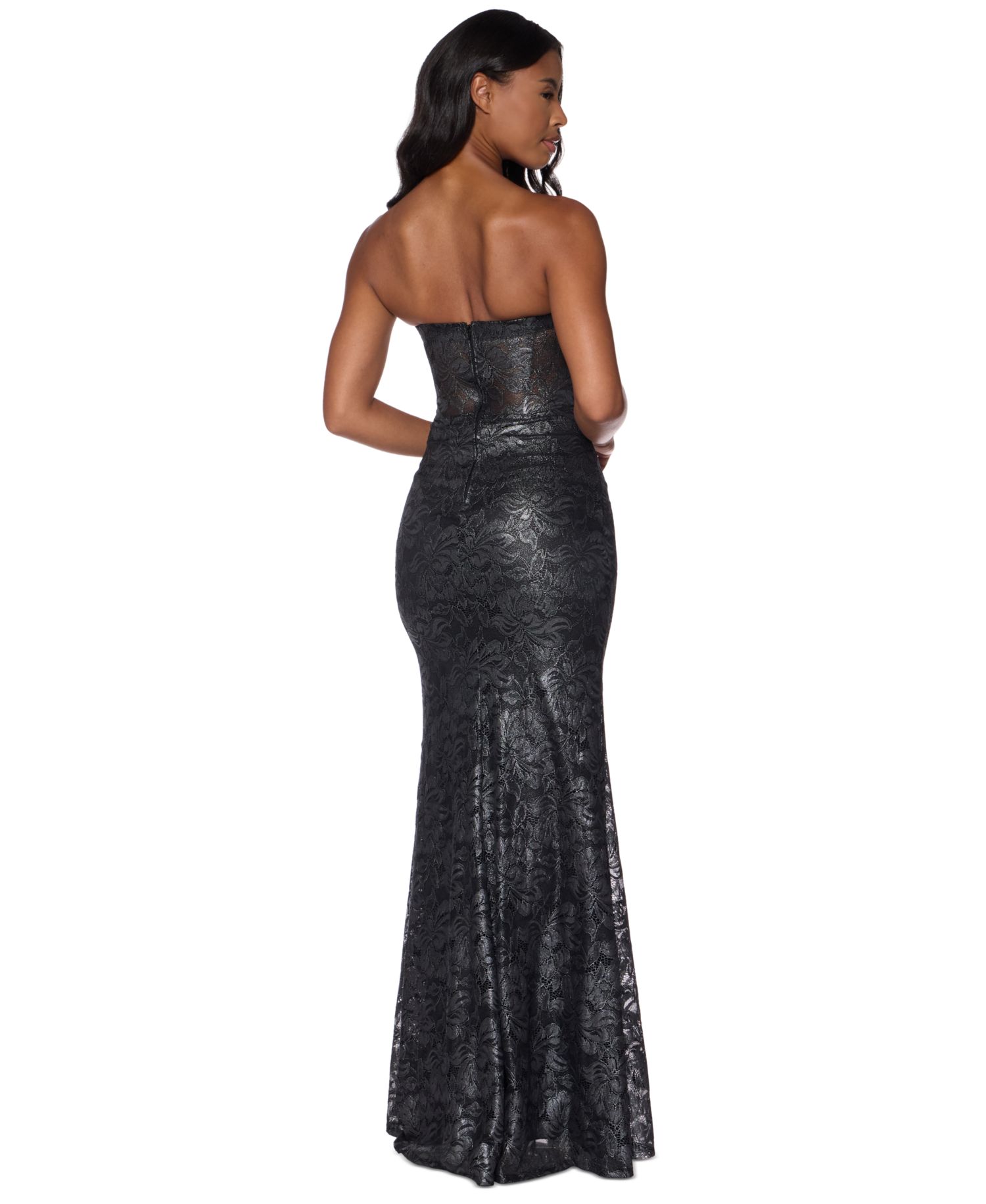 Juniors' Lace V-Neck Corset Gown