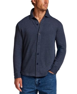  Men's French Terry Button-Front Shirt 
