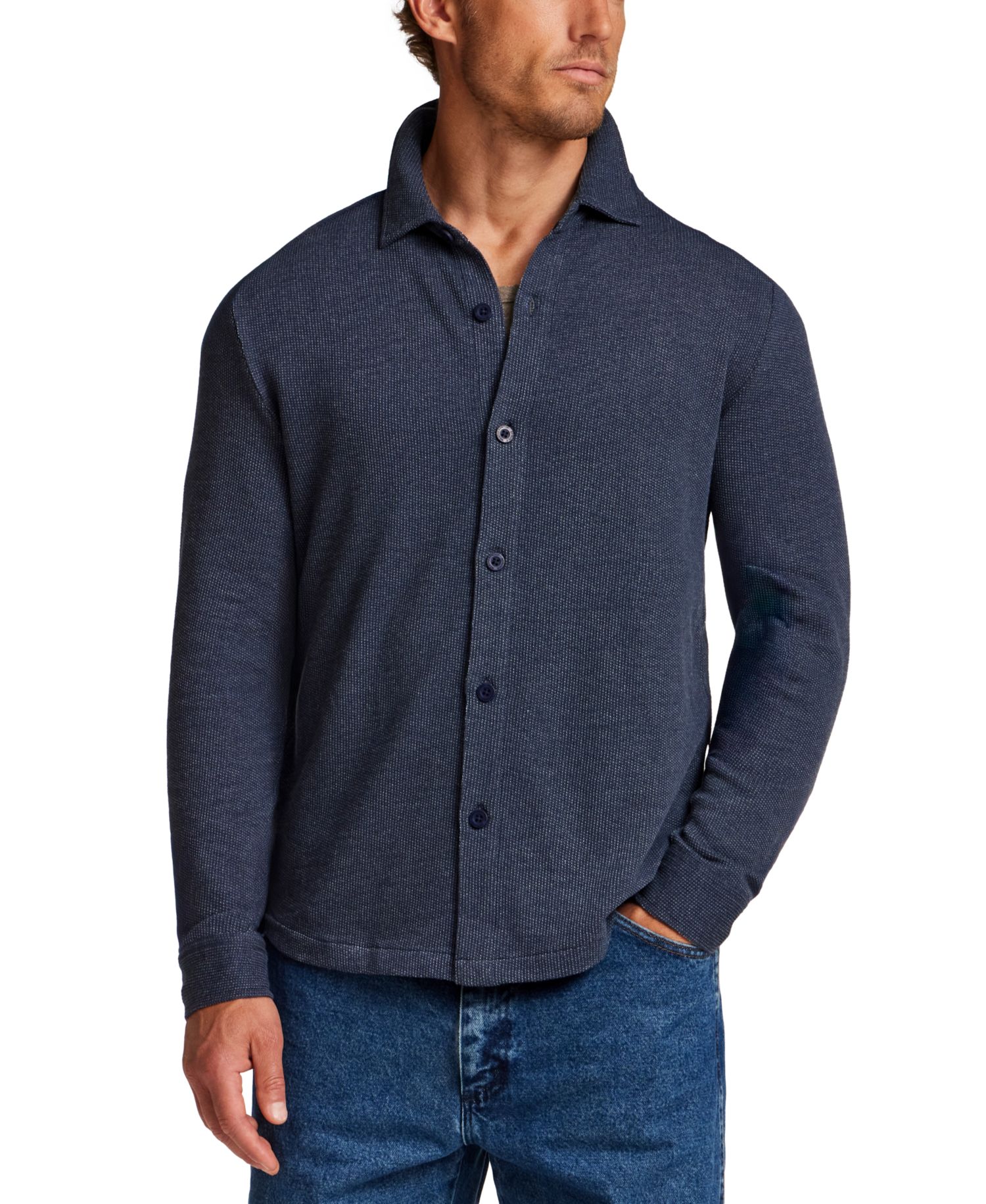 Men's French Terry Button-Front Shirt