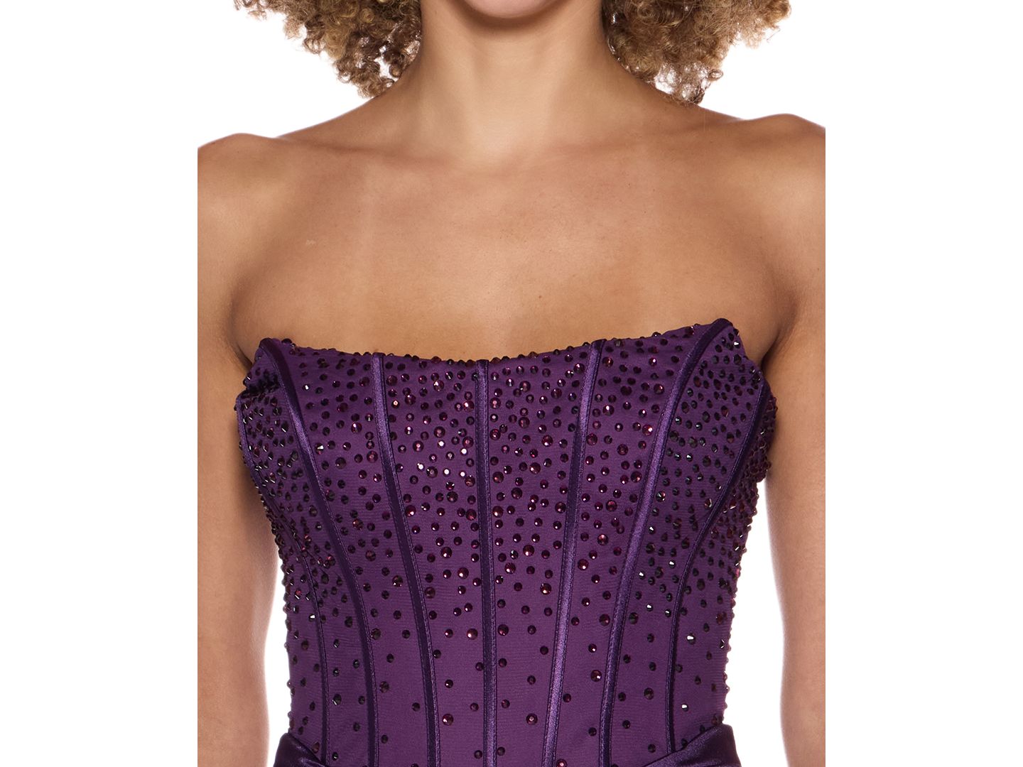 Женское платье Alex & Sophia Juniors' Strapless Corset-Inspired Satin, цвет: Светлый сливовый — фото 4