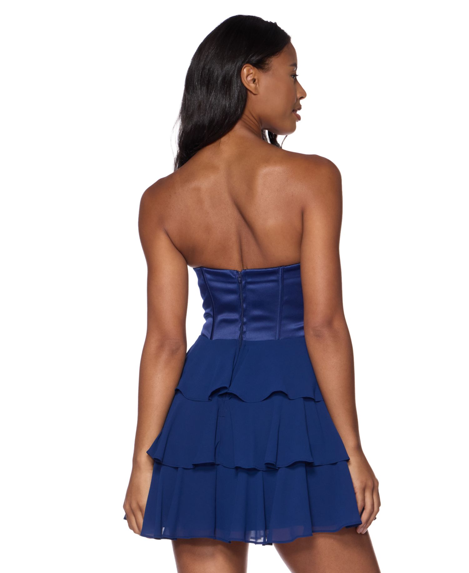 Juniors' Strapless Corset Tiered Dress