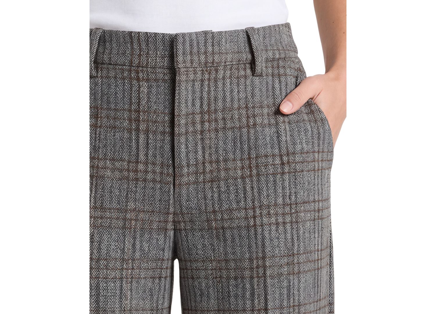 Women's Kelsey Herringbone Plaid Wide-Leg Trousers