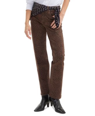 Women's Kennedy Animal Print Straight-Leg Jeans, 30" Inseam