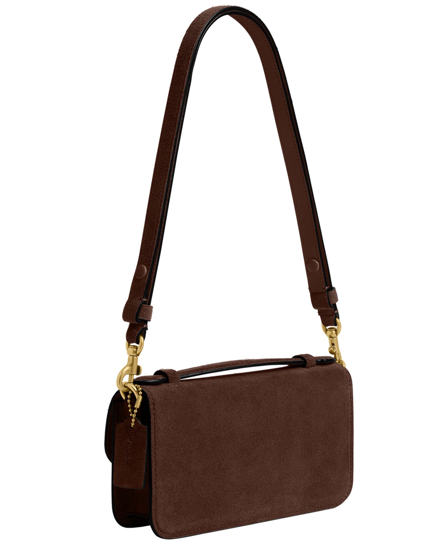 Женская сумка COACH Elora Small Suede Top Handle Crossbody, цвет: Латунный / Шоколадный — фото 3