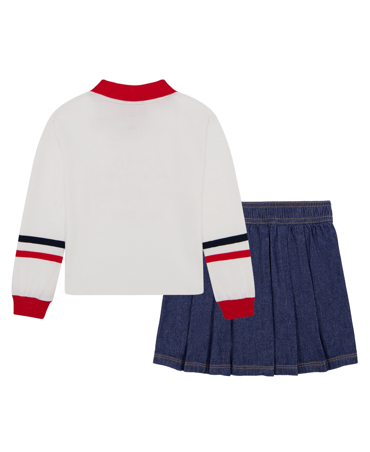 Tommy Hilfiger Girls' 2T-6X Ribbed Collared Top and Skort, 2-Piece Set