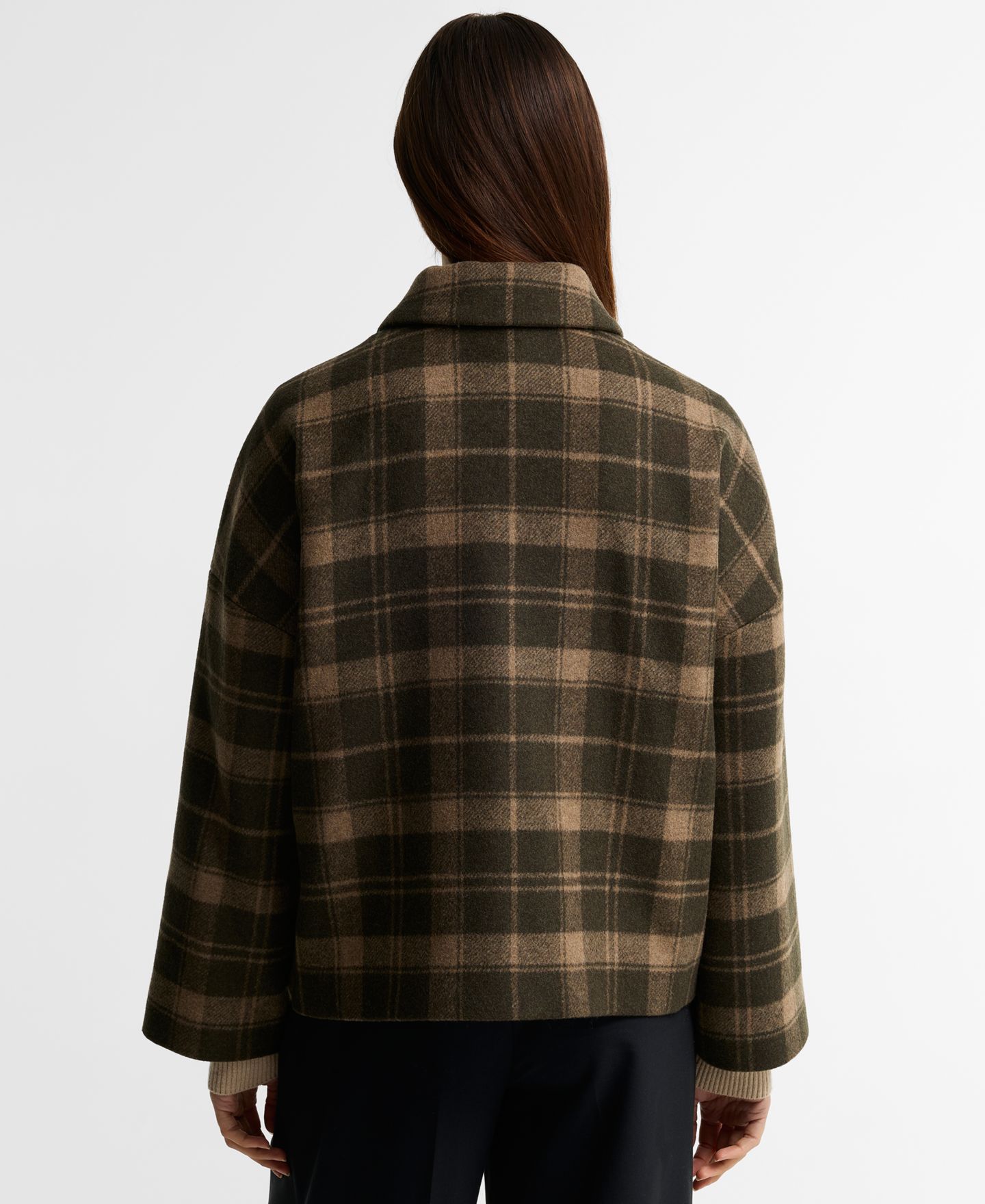 Женское пальто Barbour Myla в клетку на подкладке из шерстяной смеси, цвет: Оливковый / Клетчатый — фото 4