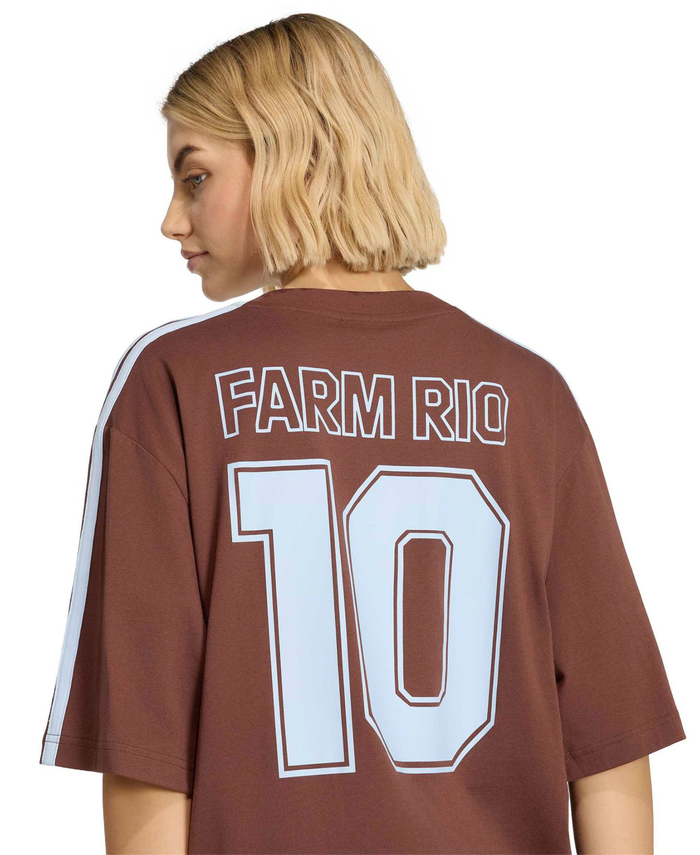 Женская футболка adidas Farm Gfx Tee 2 Retro Graphic-Print 3-Stripes Crewneck, цвет: Каштаново-рыжий — фото 5