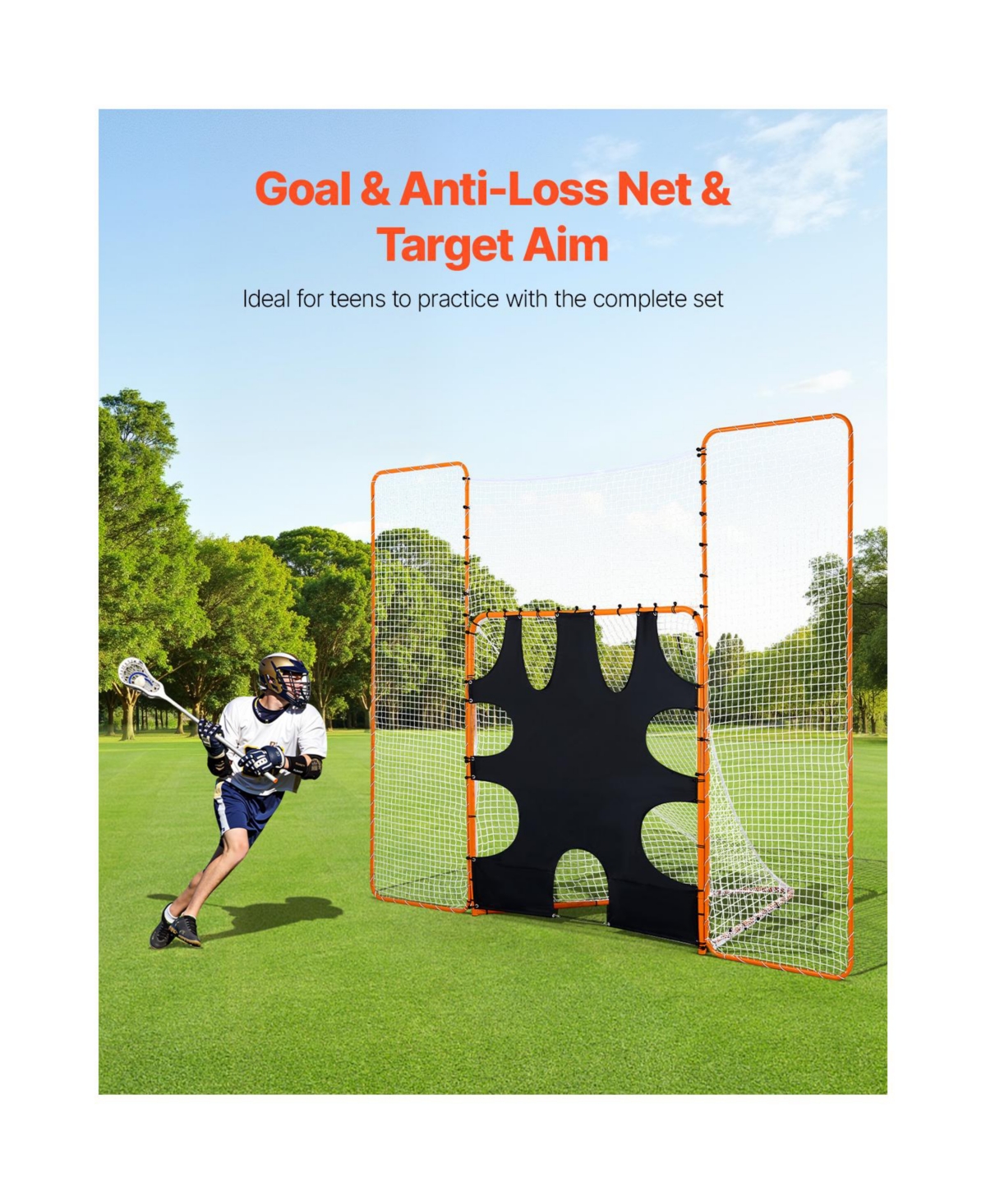Vevor 3-in-1 Lacrosse Goal Net with Backstop and Target Rebounder Equipment