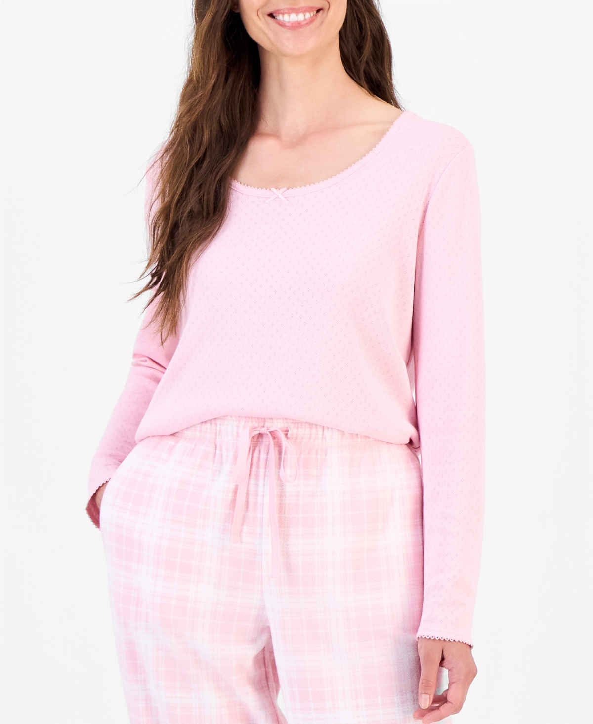 Charter Club Women's Printed Fleece Pajama Pants, Created For Macy's In Pink Paras