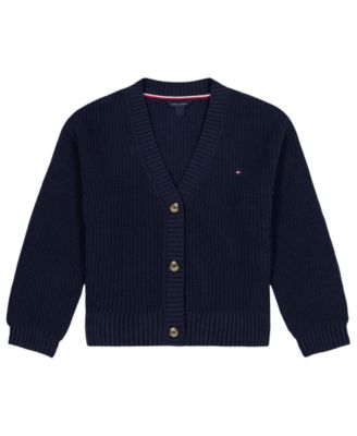 Girls' 7-16 Shaker Rib Cardigan Sweater 