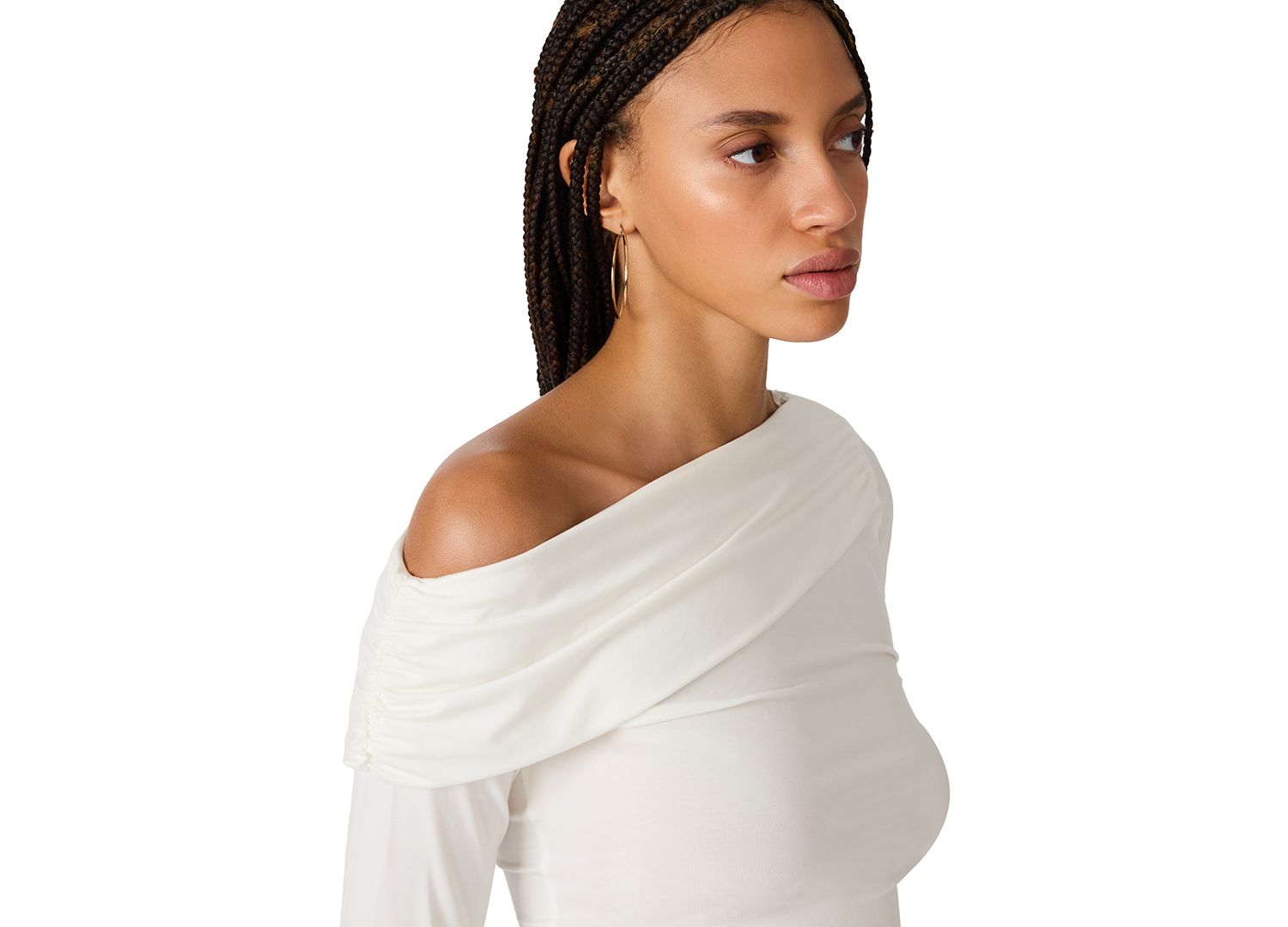 Women's Ryder Off-the-Shoulder Ruched Long-Sleeve Knit Top