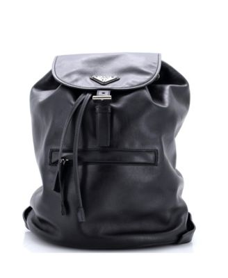 Medium Front Zip Drawstring Backpack Soft Calf