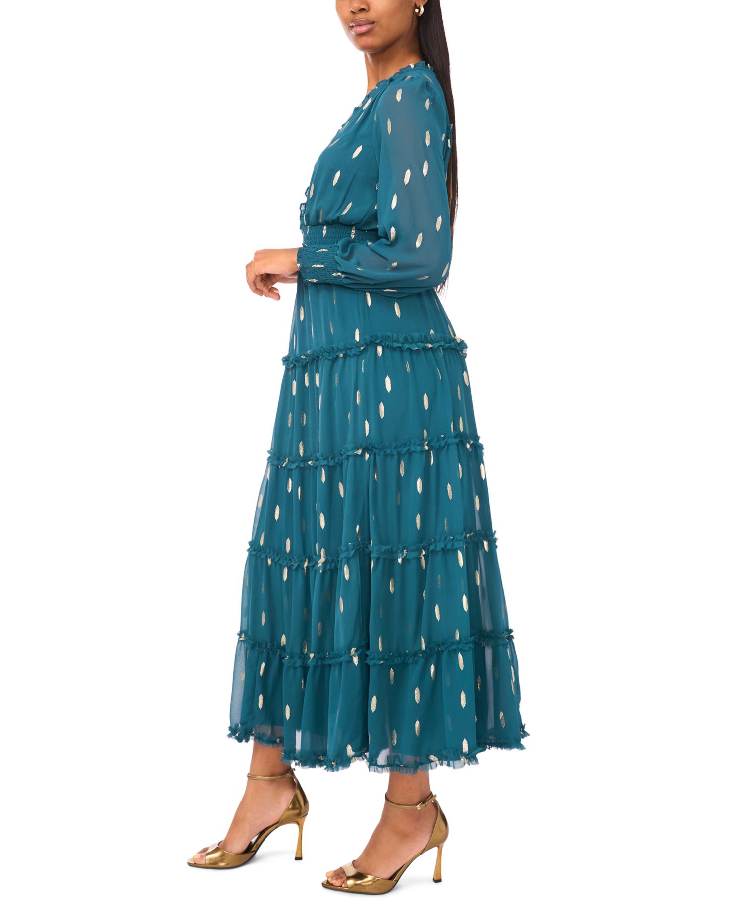 Petite Chiffon Long Sleeves Dress