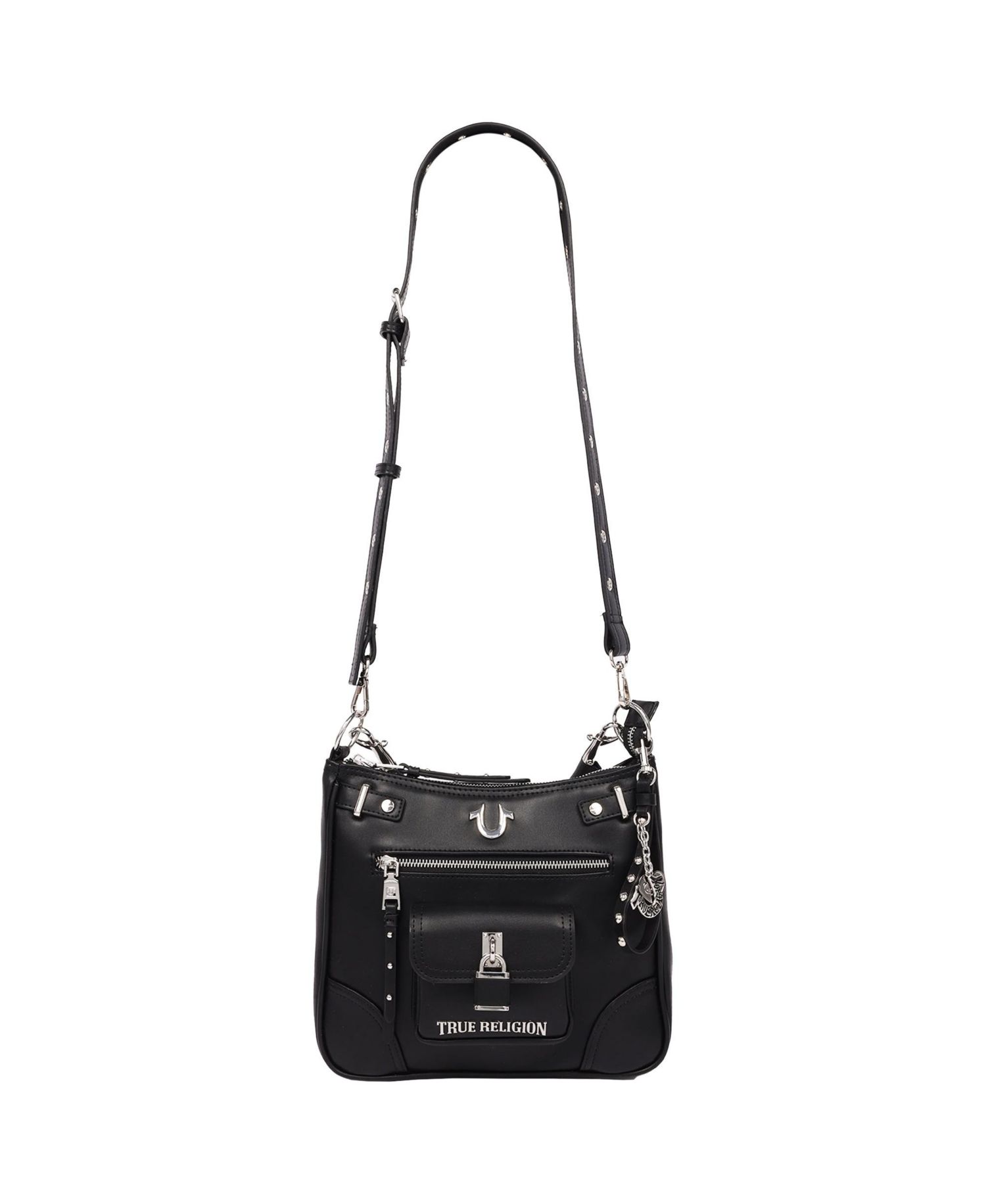 Moto Zip Top Hobo Bag with Lock Pocket Charm - Convertible Shoulder bag