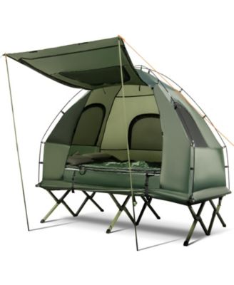 2-Person Camping Tent Cot 5-in-1 Folding Camping Bed with Air Mattress Pillow Sleeping Bag